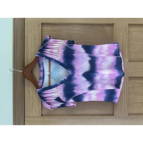 NWOT Free People Movement True North Printed Tee Navy/Pink Gradient Women Small - Picture 2 of 14
